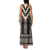 Brown Taniko Aotearoa Family Matching Tank Maxi Dress and Hawaiian Shirt Niho Taniwha Mix Poutama LT14 - Polynesian Pride