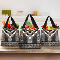 Brown Taniko Aotearoa Grocery Bag Niho Taniwha Mix Poutama LT14 3-pack One Size Brown - Polynesian Pride