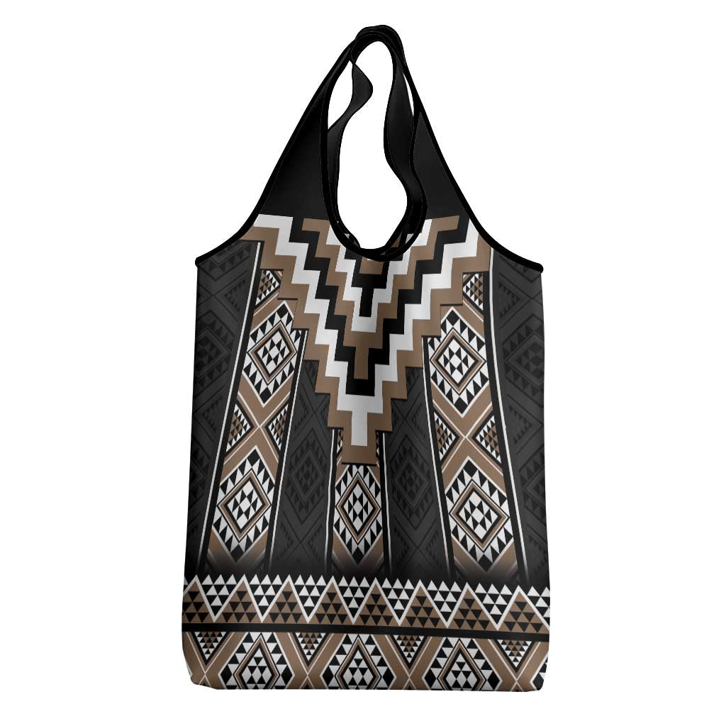 Brown Taniko Aotearoa Grocery Bag Niho Taniwha Mix Poutama LT14 - Polynesian Pride