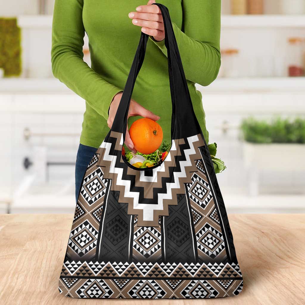 Brown Taniko Aotearoa Grocery Bag Niho Taniwha Mix Poutama LT14 - Polynesian Pride