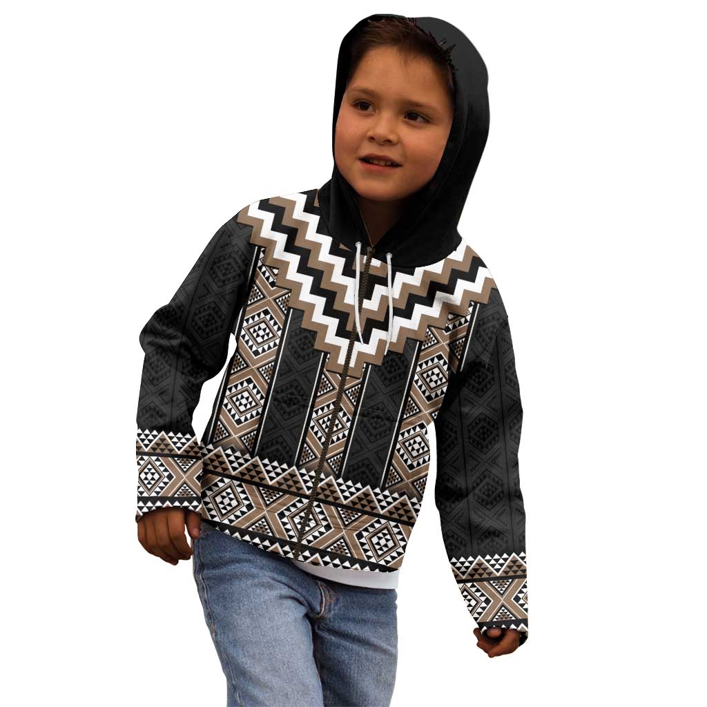 Brown Taniko Aotearoa Kid Hoodie Niho Taniwha Mix Poutama LT14