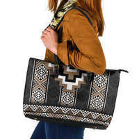 Brown Taniko Aotearoa Leather Tote Bag Niho Taniwha Mix Poutama LT14 Brown - Polynesian Pride
