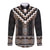 Brown Taniko Aotearoa Long Sleeve Button Shirt Niho Taniwha Mix Poutama LT14