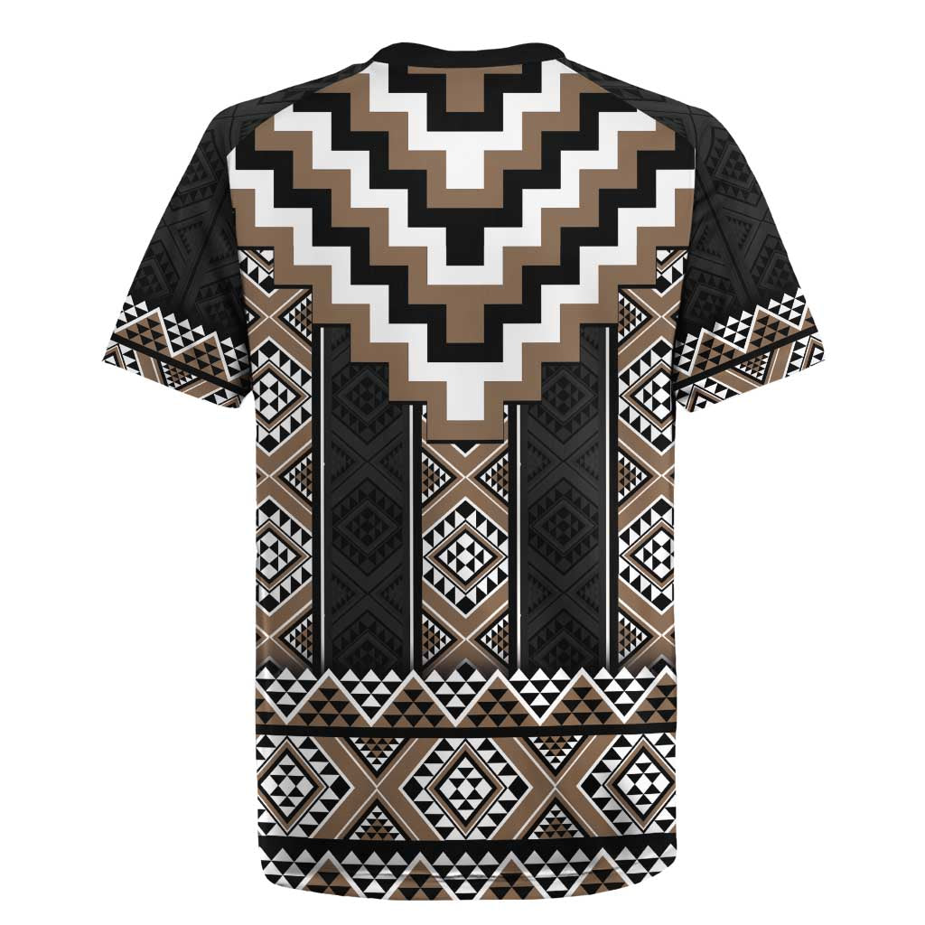 Brown Taniko Aotearoa Rugby Jersey Niho Taniwha Mix Poutama LT14