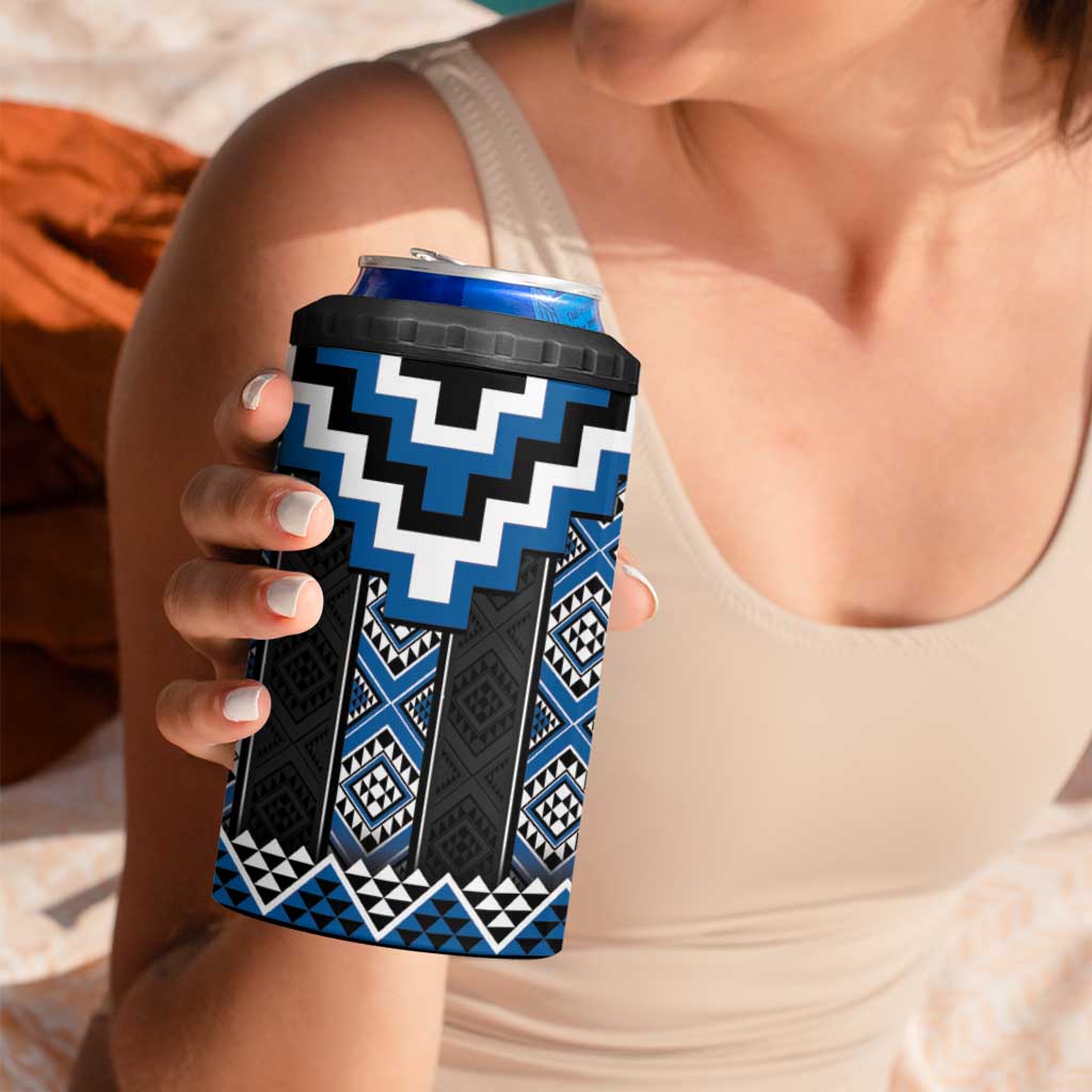 Blue Taniko Aotearoa 4 in 1 Can Cooler Tumbler Niho Taniwha Mix Poutama LT14