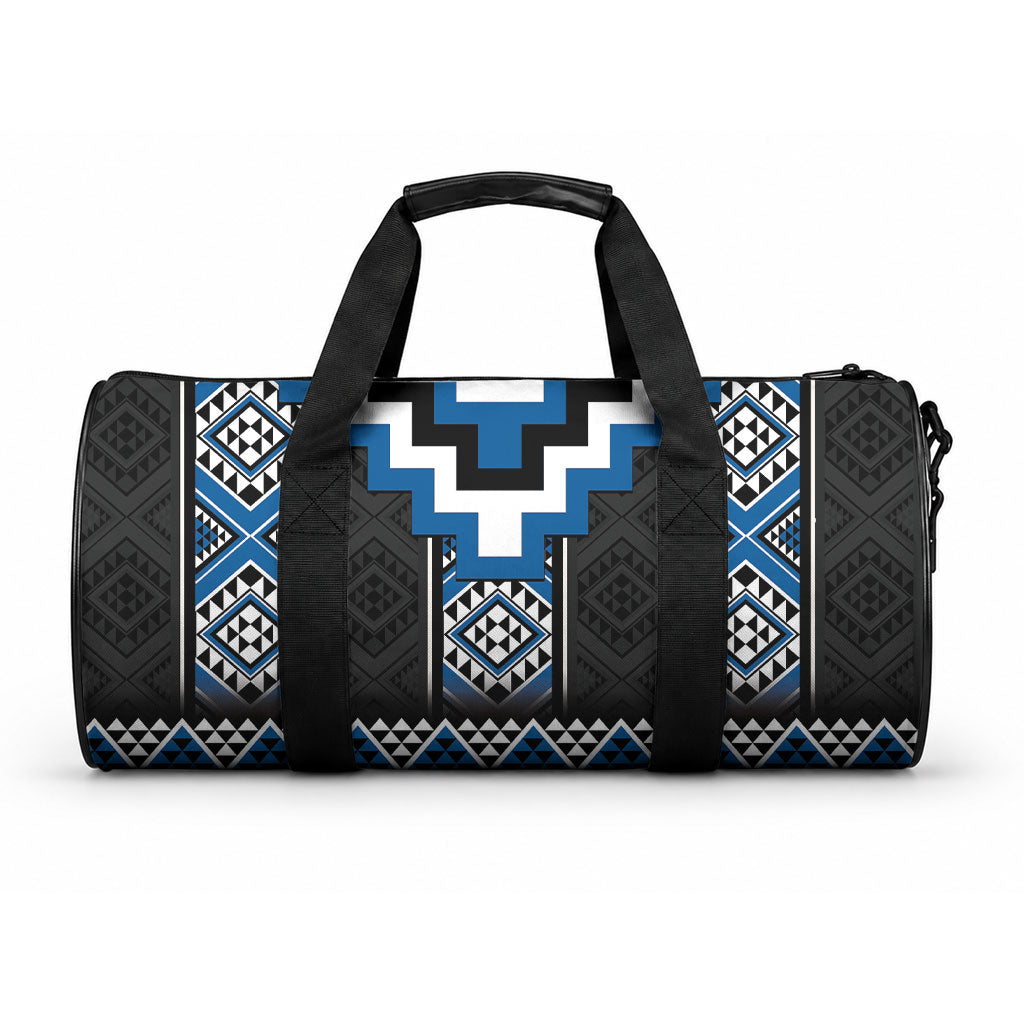 Blue Taniko Motifs Aotearoa Duffle Bag Niho Taniwha Mix Poutama LT14 One size Blue - Polynesian Pride