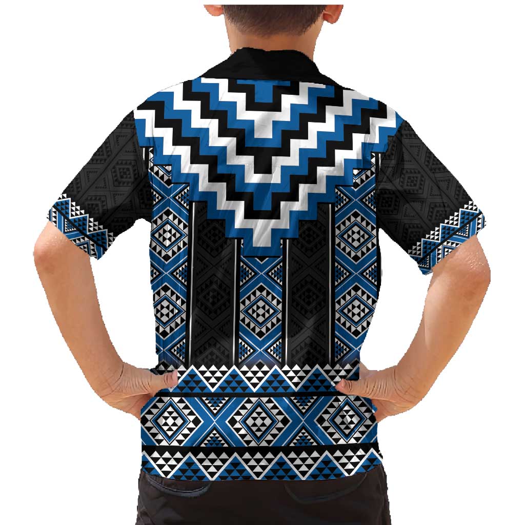 Blue Taniko Aotearoa Family Matching Mermaid Dress and Hawaiian Shirt Niho Taniwha Mix Poutama LT14 - Polynesian Pride