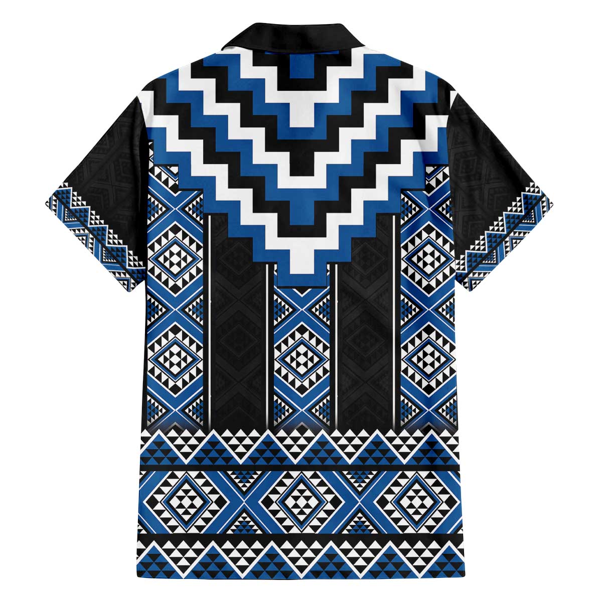 Blue Taniko Aotearoa Family Matching Off The Shoulder Long Sleeve Dress and Hawaiian Shirt Niho Taniwha Mix Poutama LT14 - Polynesian Pride
