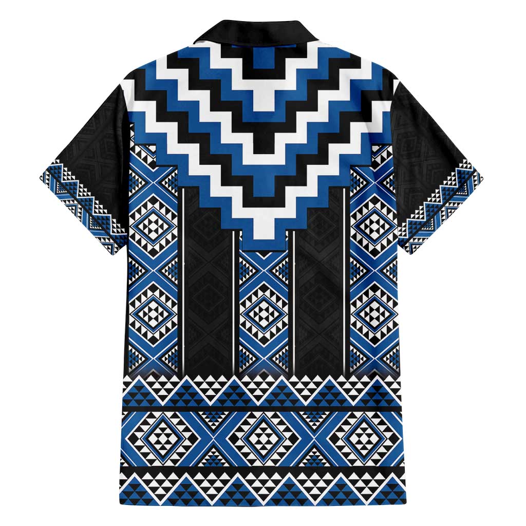 Blue Taniko Aotearoa Family Matching Off Shoulder Maxi Dress and Hawaiian Shirt Niho Taniwha Mix Poutama LT14 - Polynesian Pride