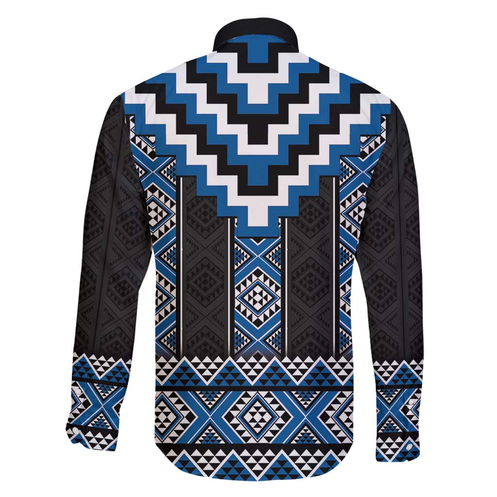 Blue Taniko Aotearoa Family Matching Tank Maxi Dress and Hawaiian Shirt Niho Taniwha Mix Poutama LT14 - Polynesian Pride