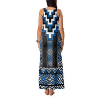 Blue Taniko Aotearoa Family Matching Tank Maxi Dress and Hawaiian Shirt Niho Taniwha Mix Poutama LT14 - Polynesian Pride