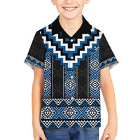 Blue Taniko Aotearoa Hawaiian Shirt Niho Taniwha Mix Poutama LT14