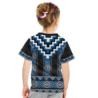 Blue Taniko Aotearoa Kid T Shirt Niho Taniwha Mix Poutama LT14 - Polynesian Pride