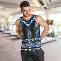 Blue Taniko Aotearoa Men Tank Top Niho Taniwha Mix Poutama LT14 Blue - Polynesian Pride