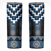 Blue Taniko Aotearoa Skinny Tumbler Niho Taniwha Mix Poutama LT14 Blue - Polynesian Pride