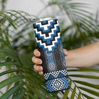 Blue Taniko Aotearoa Skinny Tumbler Niho Taniwha Mix Poutama LT14 - Polynesian Pride