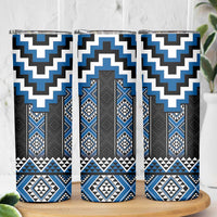 Blue Taniko Aotearoa Skinny Tumbler Niho Taniwha Mix Poutama LT14 - Polynesian Pride