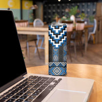 Blue Taniko Aotearoa Skinny Tumbler Niho Taniwha Mix Poutama LT14 - Polynesian Pride