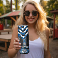 Blue Taniko Aotearoa Skinny Tumbler Niho Taniwha Mix Poutama LT14 - Polynesian Pride