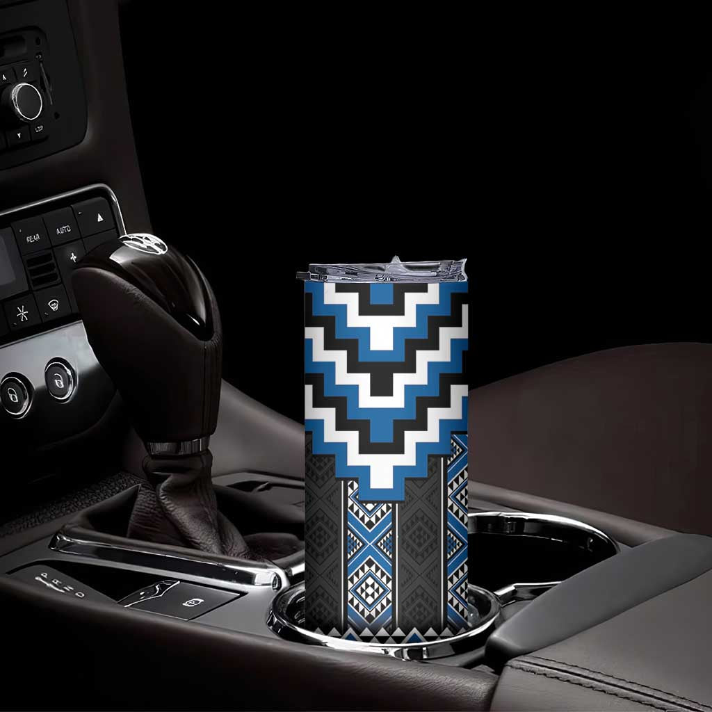 Blue Taniko Aotearoa Skinny Tumbler Niho Taniwha Mix Poutama LT14 - Polynesian Pride