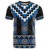 Blue Taniko Aotearoa T Shirt Niho Taniwha Mix Poutama LT14 Blue - Polynesian Pride