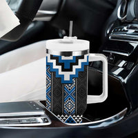 Blue Taniko Aotearoa Tumbler With Handle Niho Taniwha Mix Poutama LT14