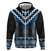 Blue Taniko Aotearoa Zip Hoodie Niho Taniwha Mix Poutama LT14 Zip Hoodie Blue - Polynesian Pride