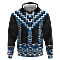 Blue Taniko Aotearoa Zip Hoodie Niho Taniwha Mix Poutama LT14 Pullover Hoodie Blue - Polynesian Pride