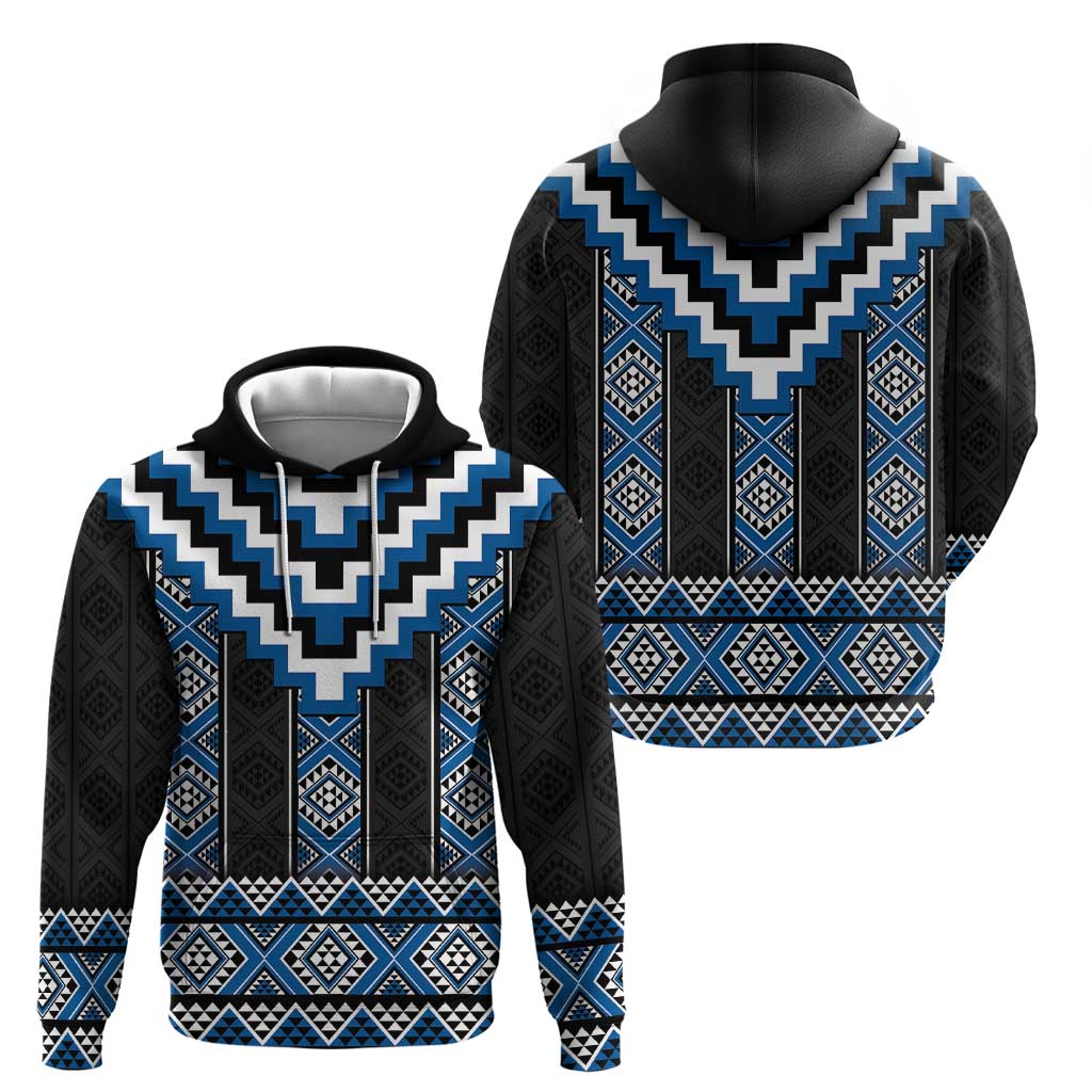 Blue Taniko Aotearoa Zip Hoodie Niho Taniwha Mix Poutama LT14 - Polynesian Pride