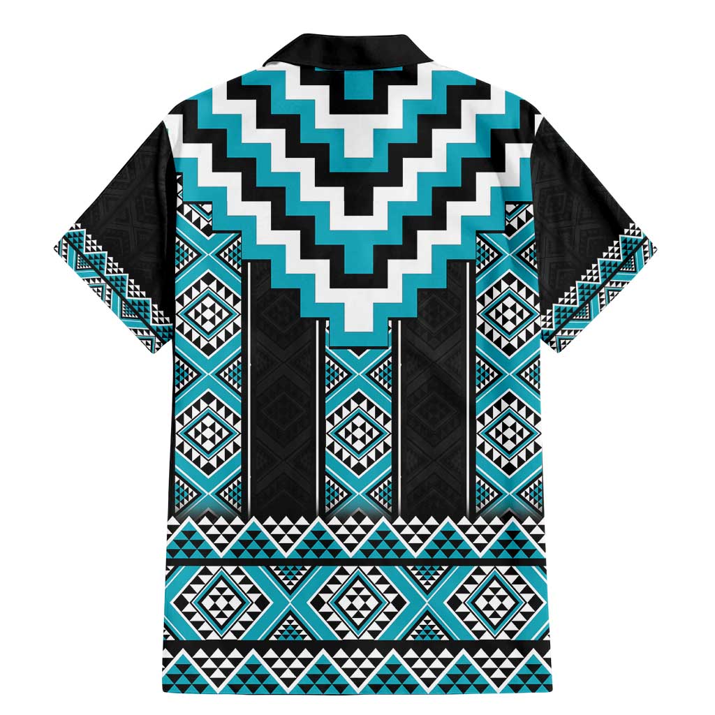 Turquoise Taniko Pattern Aotearoa Family Matching Mermaid Dress and Hawaiian Shirt Niho Taniwha Mix Poutama LT14 - Polynesian Pride