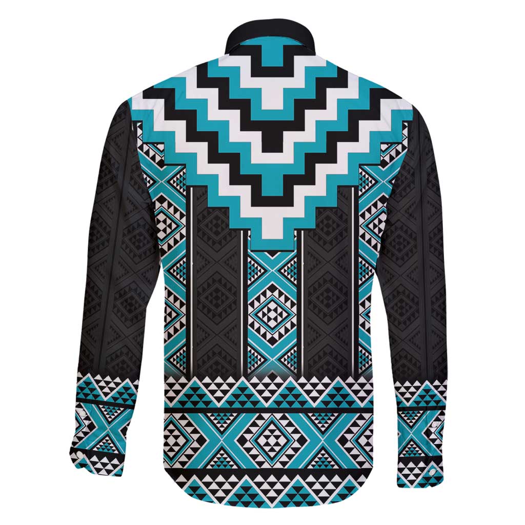 Turquoise Taniko Pattern Aotearoa Family Matching Summer Maxi Dress and Hawaiian Shirt Niho Taniwha Mix Poutama LT14 - Polynesian Pride