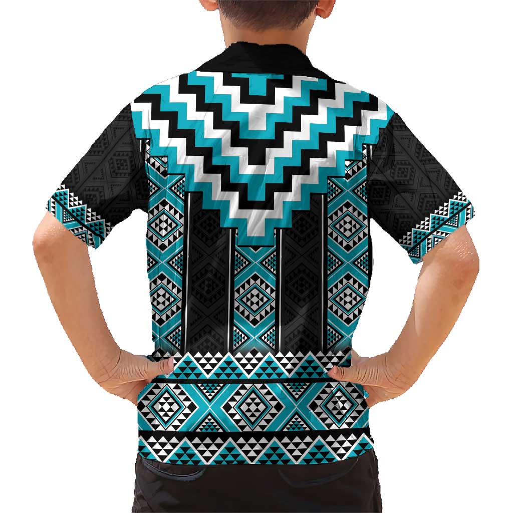 Turquoise Taniko Pattern Aotearoa Hawaiian Shirt Niho Taniwha Mix Poutama LT14 - Polynesian Pride