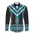 Turquoise Taniko Pattern Aotearoa Long Sleeve Button Shirt Niho Taniwha Mix Poutama LT14