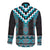 Turquoise Taniko Pattern Aotearoa Long Sleeve Button Shirt Niho Taniwha Mix Poutama LT14