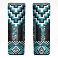 Turquoise Taniko Pattern Aotearoa Skinny Tumbler Niho Taniwha Mix Poutama LT14 Turquoise - Polynesian Pride