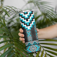 Turquoise Taniko Pattern Aotearoa Skinny Tumbler Niho Taniwha Mix Poutama LT14 - Polynesian Pride