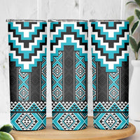 Turquoise Taniko Pattern Aotearoa Skinny Tumbler Niho Taniwha Mix Poutama LT14 - Polynesian Pride
