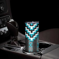 Turquoise Taniko Pattern Aotearoa Skinny Tumbler Niho Taniwha Mix Poutama LT14 - Polynesian Pride