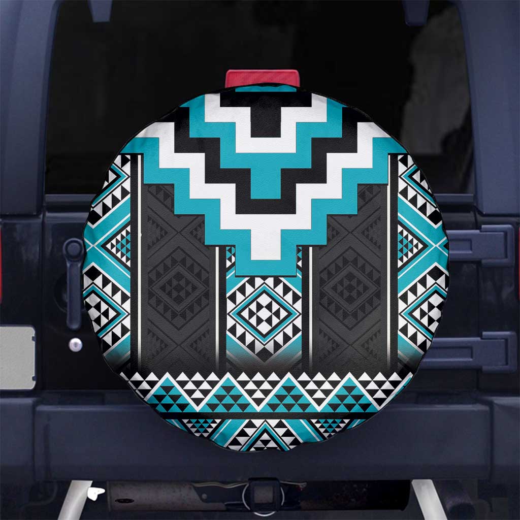Turquoise Taniko Pattern Aotearoa Spare Tire Cover Niho Taniwha Mix Poutama LT14 - Polynesian Pride