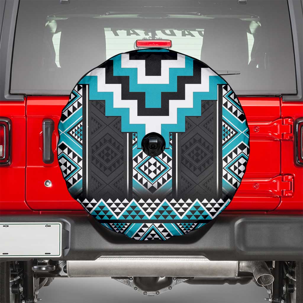 Turquoise Taniko Pattern Aotearoa Spare Tire Cover Niho Taniwha Mix Poutama LT14 - Polynesian Pride