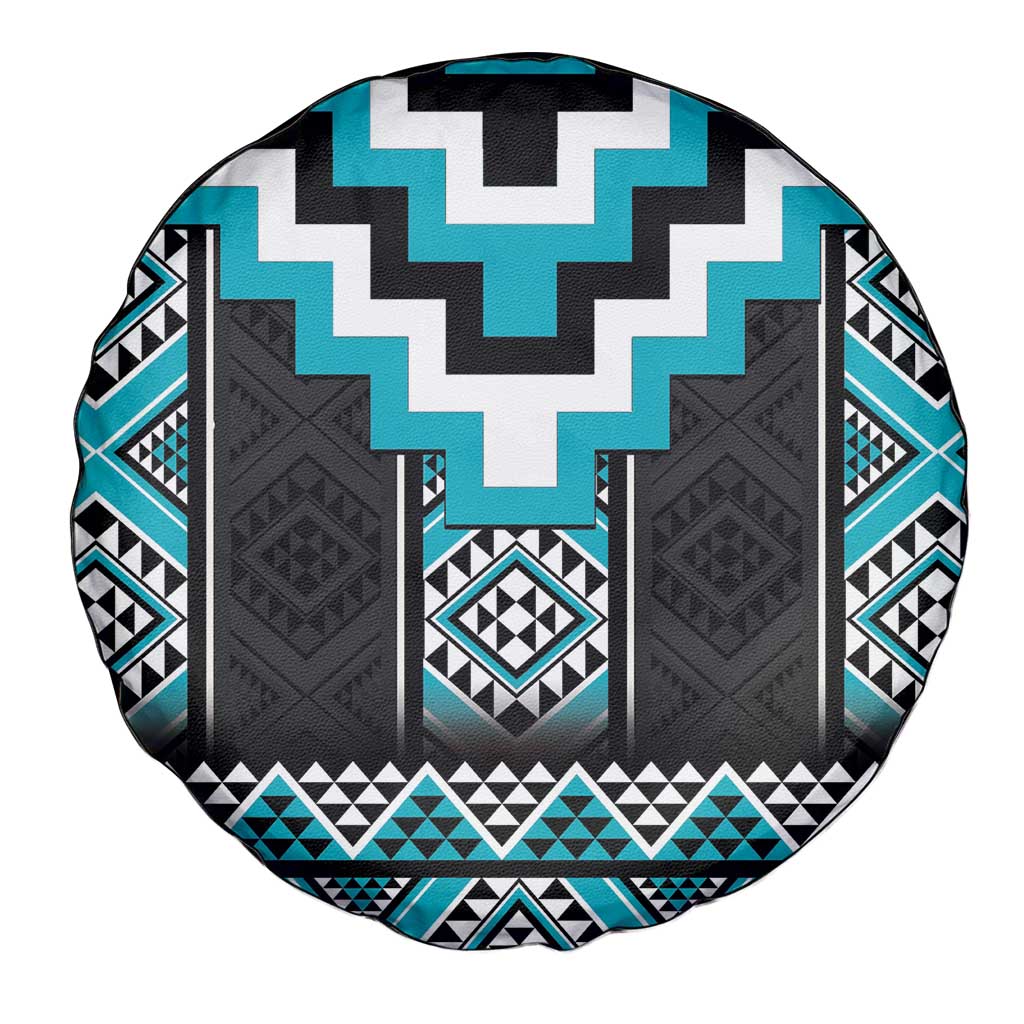 Turquoise Taniko Pattern Aotearoa Spare Tire Cover Niho Taniwha Mix Poutama LT14 - Polynesian Pride