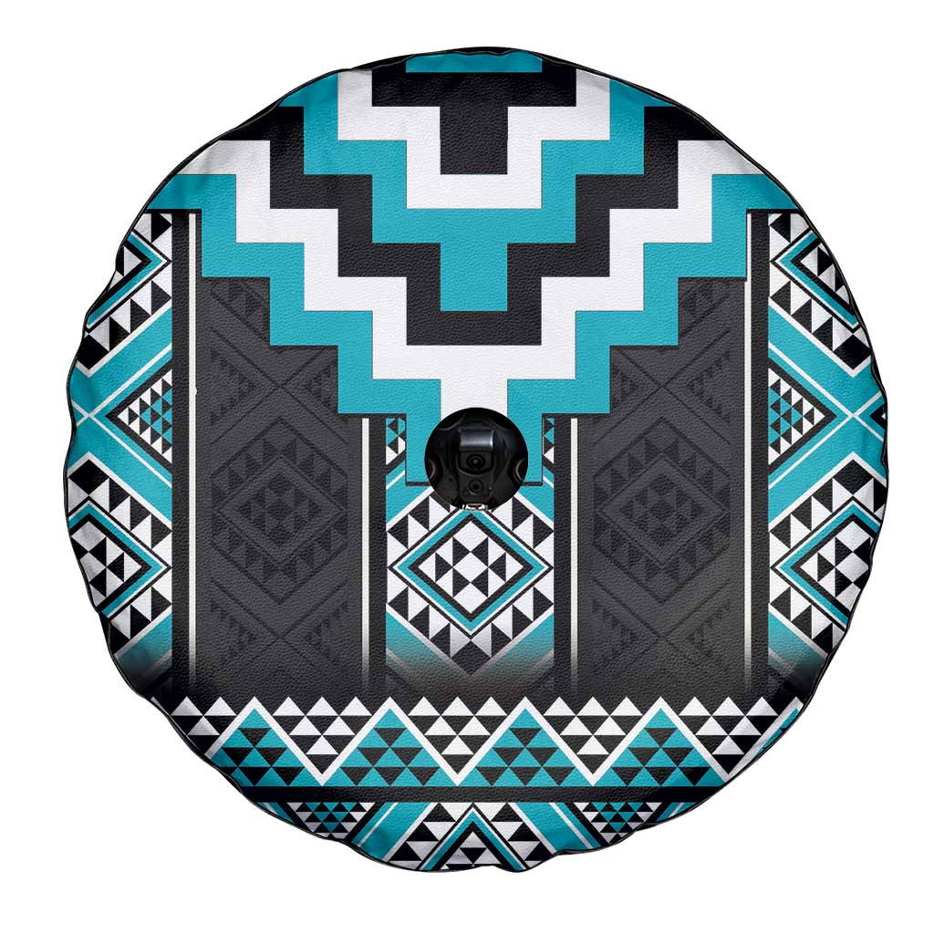 Turquoise Taniko Pattern Aotearoa Spare Tire Cover Niho Taniwha Mix Poutama LT14 - Polynesian Pride