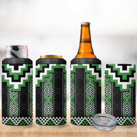 Green Taniko Pattern Aotearoa 4 in 1 Can Cooler Tumbler Niho Taniwha Mix Poutama LT14 - Polynesian Pride