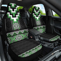 Green Taniko Pattern Aotearoa Car Seat Cover Niho Taniwha Mix Poutama LT14 One Size Green - Polynesian Pride