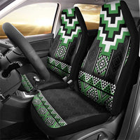 Green Taniko Pattern Aotearoa Car Seat Cover Niho Taniwha Mix Poutama LT14 - Polynesian Pride