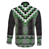 Green Taniko Pattern Aotearoa Family Matching Tank Maxi Dress and Hawaiian Shirt Niho Taniwha Mix Poutama LT14 - Polynesian Pride