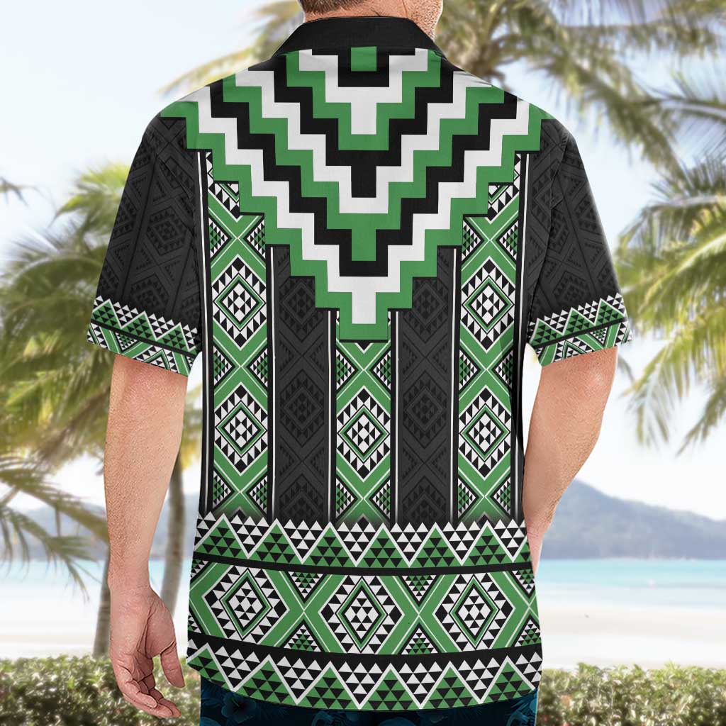 Green Taniko Pattern Aotearoa Hawaiian Shirt Niho Taniwha Mix Poutama LT14