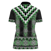 Green Taniko Pattern Aotearoa Women Polo Shirt Niho Taniwha Mix Poutama LT14 - Polynesian Pride