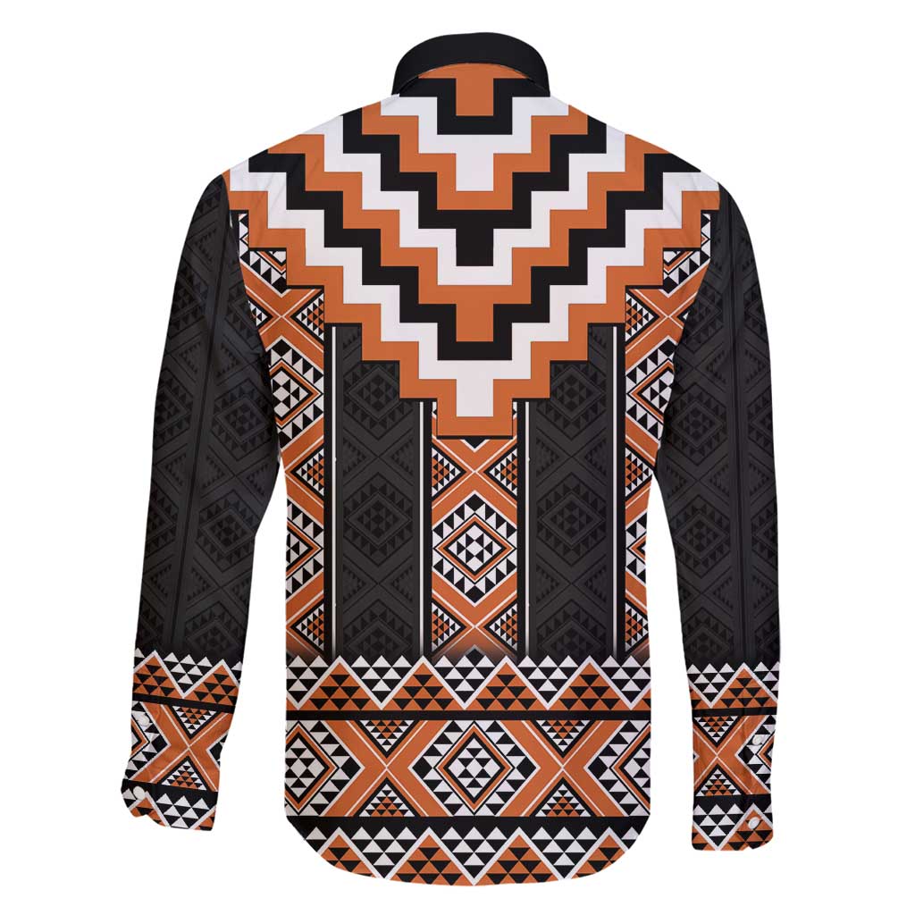 Orange Taniko Pattern Aotearoa Family Matching Summer Maxi Dress and Hawaiian Shirt Niho Taniwha Mix Poutama LT14 - Polynesian Pride