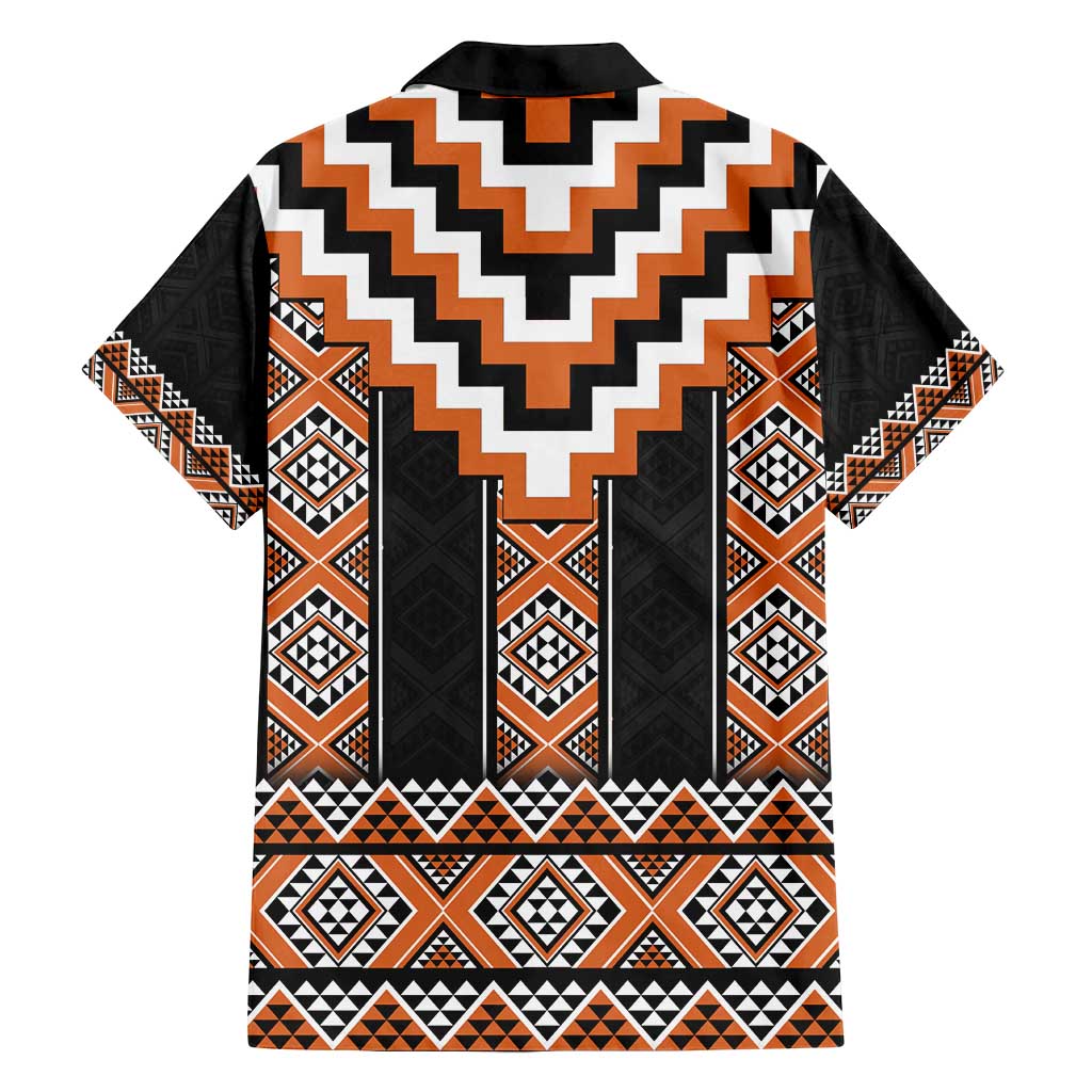 Orange Taniko Pattern Aotearoa Family Matching Tank Maxi Dress and Hawaiian Shirt Niho Taniwha Mix Poutama LT14 - Polynesian Pride